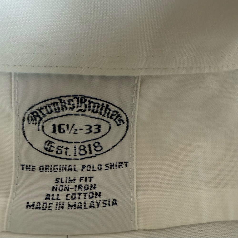 Brooks Brother Mens White Button Up Dress Shirt Mens 16 1/2- 33 - Picture 3 of 7
